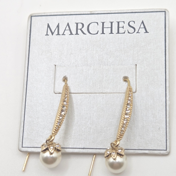 Marchesa Pave And Faux Pearl Drop Earrings - Picture 1 of 5